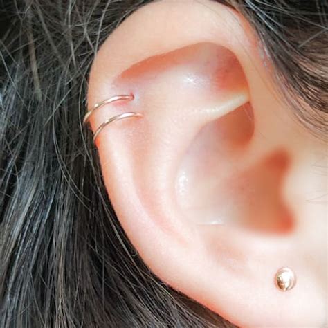 Double Hoop Helix Earrings Twist Helix Earring Double Helix - Etsy ...