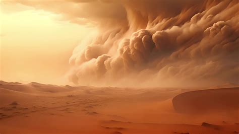 ai generated apocalyptic sandstorm engulfing desert expanse