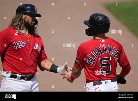 boston red sox enrique hernandez   greeted  jorge alfaro