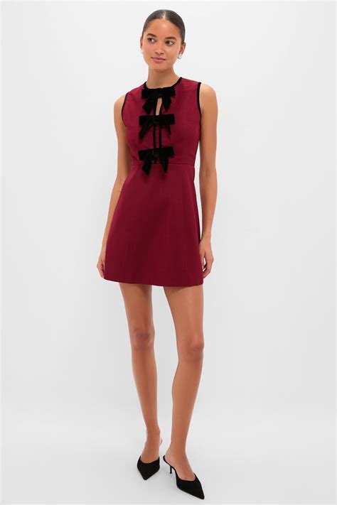 Cranberry Velvet Bow Jaclyn Mini Dress | Hyacinth House