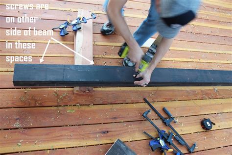 How to Build a Pergola Frame-Then flip the beam over and predrill - Homedit