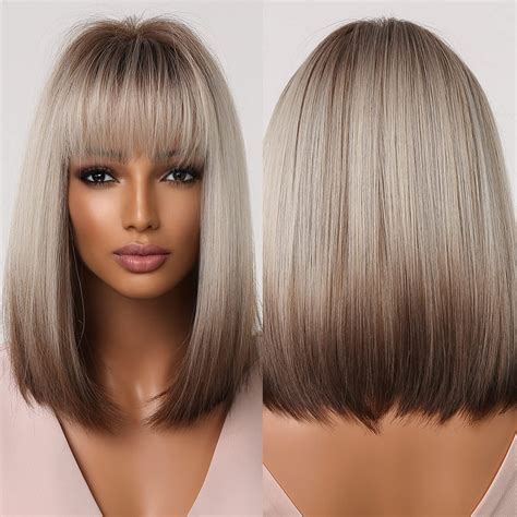 Amazon.com : Allbell Blonde Bob Wig Brown Blonde Ombre Wigs for Black