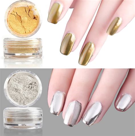 Метален огледален пигмент за нокти - сребърен - Nailsbg