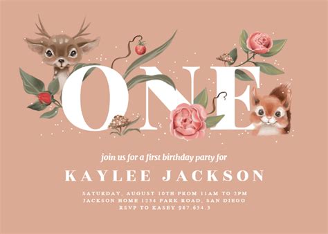Woodland friends - 1st Birthday Invitation Template (Free) | Greetings ...