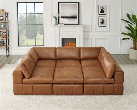 Farmhouse Leather Sectional | Foter