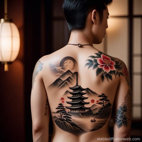 Full Back Japanese Tattoo Design | Stable Diffusion Online