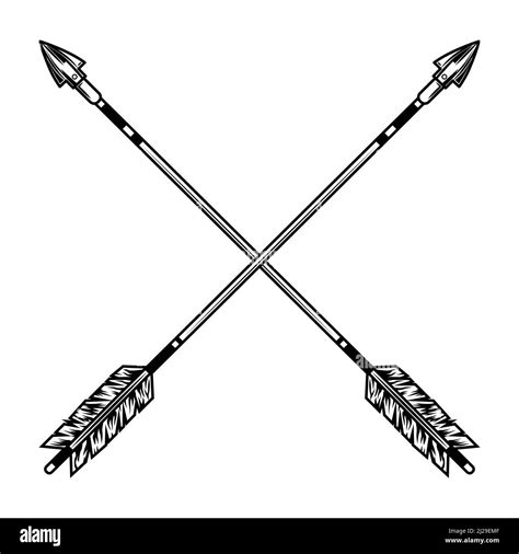 Crossed arrows vector illustration. Medieval weapon, war or battle accessory. History or fight ...