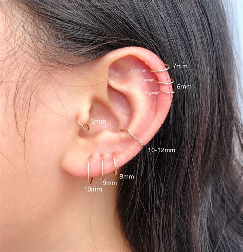 cartilage helix tragus small tiny goldsilver huggie hoop etsy