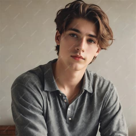Premium Photo | Young handsome 18 year old boy with his brown hair with