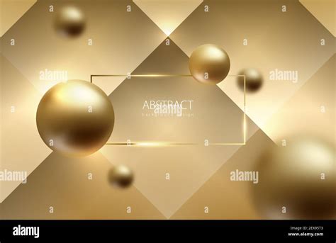 Abstract sphere gold background. Golden balls on volume geometric ...