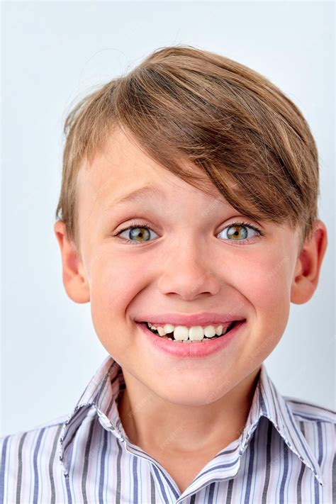 premium photo cute caucasian child  boy smile  happy face