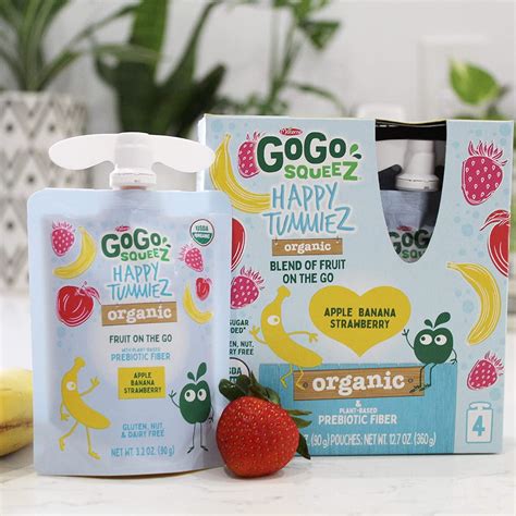 GoGo squeeZ happy tummieZ Organic Apple Banana Strawberry 3.2 oz - 4