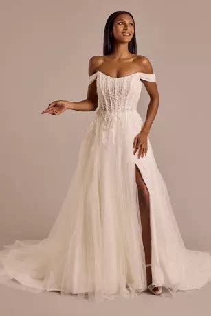 corset bodice lace applique wedding dress davids bridal