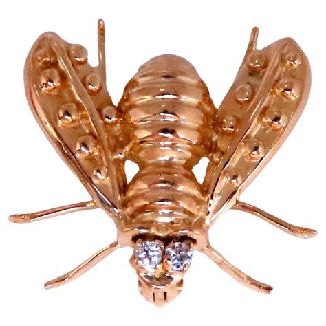 0.06ct natural diamonds 3D Still Life Honey Bee 14kt Gold 12565 For