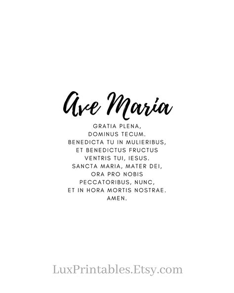 Ave María Ave Latino Ave María Oración Católica / Instant - Etsy España