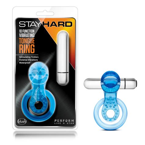 BL-66092 Stay Hard 10 Function Vibrating Tongue Ring - Blue Honey's Place