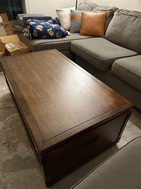 Lift-Top Coffee Table with Storage Drawers (48”L x 26”W x 18”H Solid