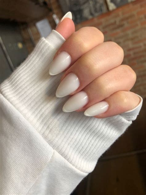 milky nails white almond nails white tip nails white acrylic nails
