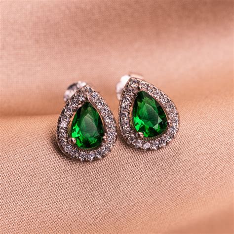 cercei argint emerald drop