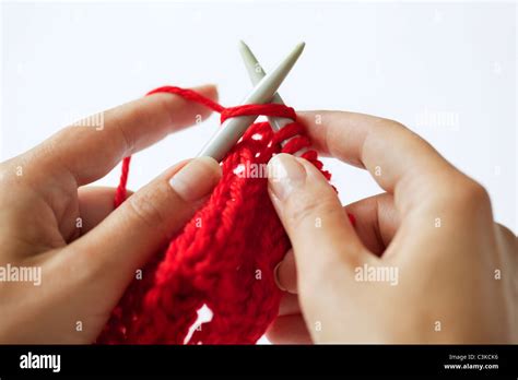 woman knitting close  stock photo alamy