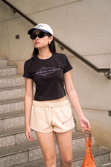 ao thun om black printed fitted baby tee libe  libe