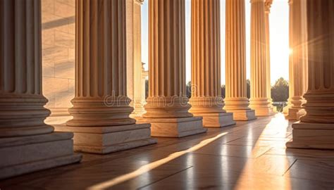 Marble Pillars Building Detail with Sunshine Stock Illustration ...