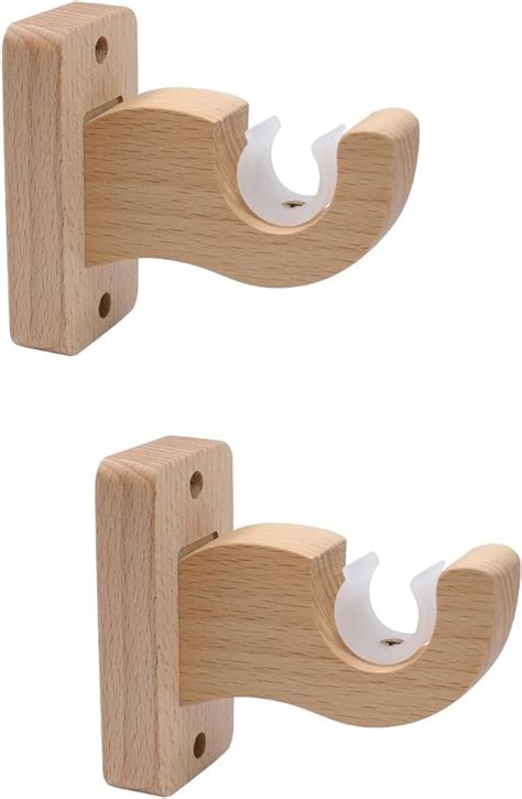 Amazon.com: Semetall 2pcs Solid Wood Curtain Rod Brackets Heavy Duty Wooden Rod Holders : Home ...