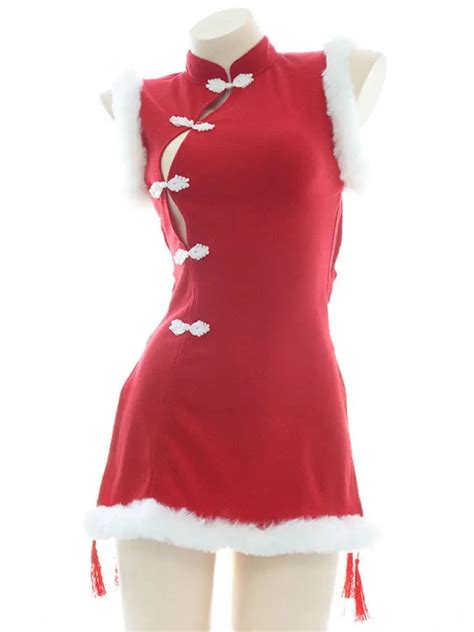 alielnosirrah chun li red fluffy hem split costume dress
