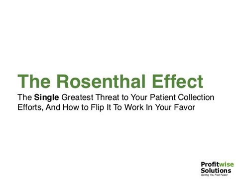 The Rosenthal Effect (ebook)- The Single Greatest Threat to Your Pati…