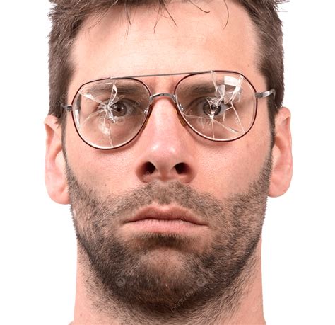 Goofy Man With Broken Vintage Glasses Eye, Vintage, Isolated, Caucasian
