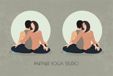 Premium Vector | Yoga partner yoga a set of two pattern options