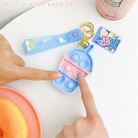 Pop it fidget toy ๑Mini Pop it keychain Pop its Silicone Push Pop ...