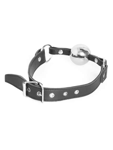Leather Black Ball Gag with Silver Ball – Skin Two UK