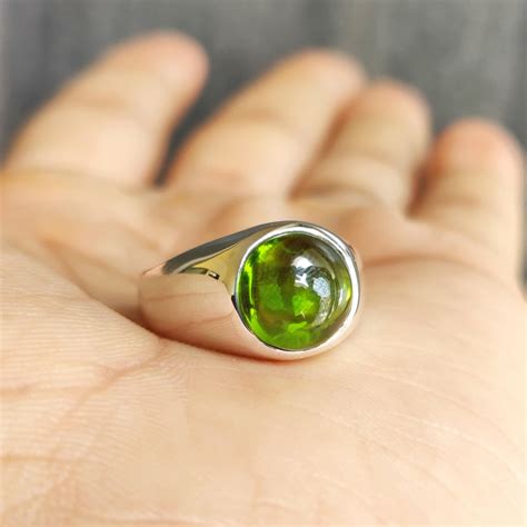 Peridot Signet Ring Mens Peridot Ring 925 Solid Sterling - Etsy