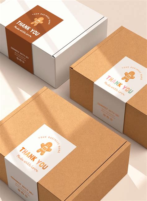 Editable Cookie Box Labels Template Canva Bakery Order Packaging Seal ...