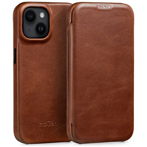 Ciemnobrązowe etui skórzane dla Apple iPhone 14 - polska marka moVear