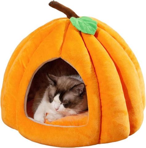 Cat Beds for Indoor Cats, Pumpkin Cat House,Cute Pumpkin Shape Cat Cave