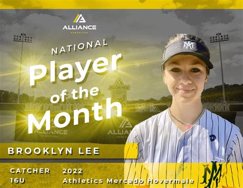 THE ALLIANCE FASTPITCH NAMES BROOKLYN LEE NATIONAL PLAYER OF THE MONTH
