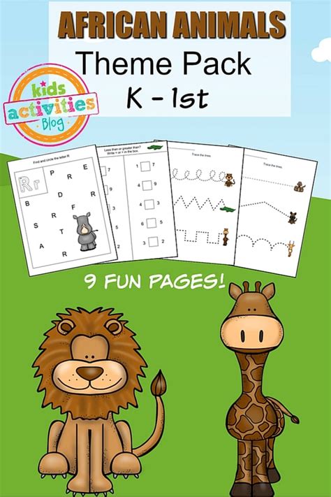 African Animals Printable Kindergarten Worksheet Pack Kids Activities Blog