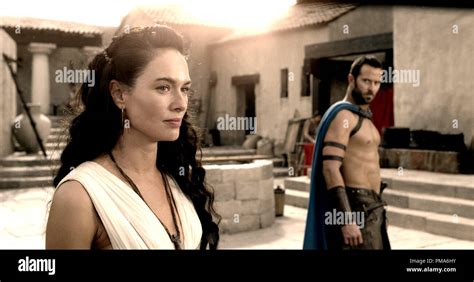 (L-r) LENA HEADEY as Queen Gorgo and SULLIVAN STAPLETON as Themistokles ...