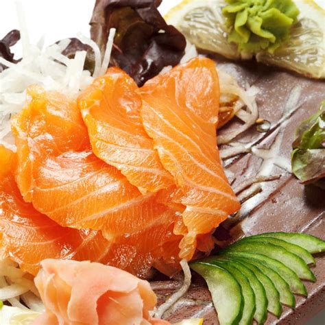 Salmon Sashimi stock photo. Image of fresh, healthy, lemon - 13919620