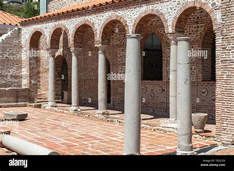 SANDANSKI, BULGARIA - APRIL 29, 2019: Ruins of Episcopal complex with ...
