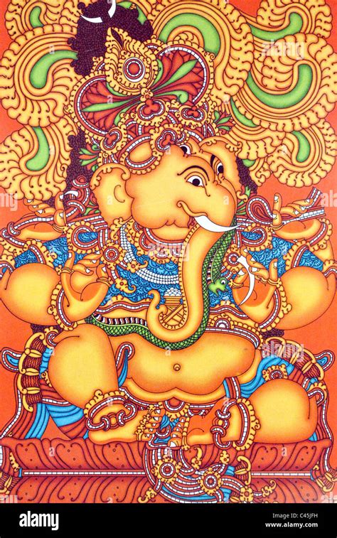 Mural painting for hindu god, Ganapati Stock Photo - Alamy