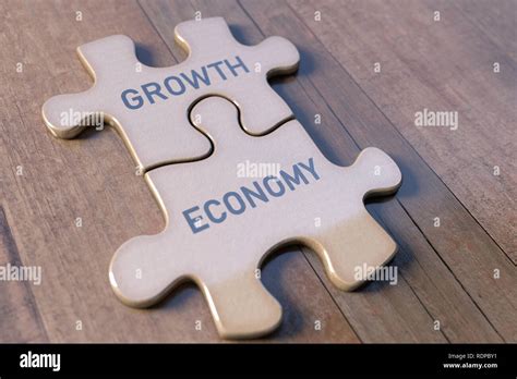 Jigsaw puzzle pieces with Growth and Economy, illustration Stock Photo ...