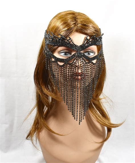 Black Rhinestone Metal Masquerade Mask Wedding Mask Mardi - Etsy