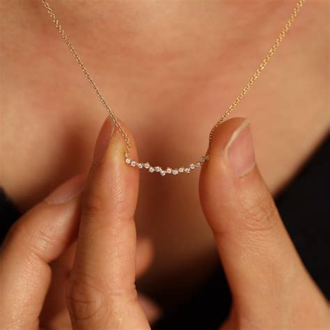 Curved Cluster Diamond Necklace / Diamond Cluster Necklace in 14k Gold ...