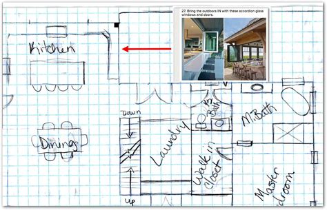 hand drawn house plan  deck serving area jd hodges