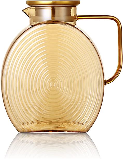 amazoncom oz large glass water pitcher  gold lid  fridge
