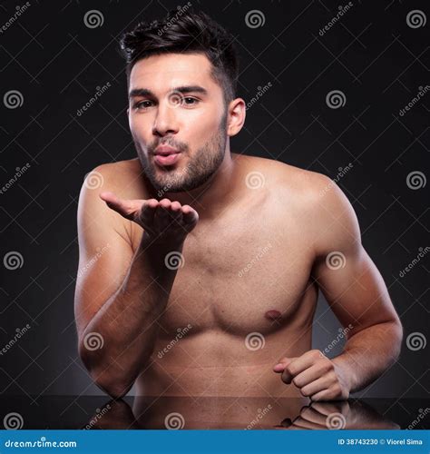 Naked Young Man Sends You a Kiss Stock Photo - Image of mouth