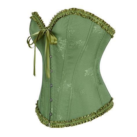 LEKDFST Green Overbust Lace Corset Tops for Women Bodyshaper Sexy